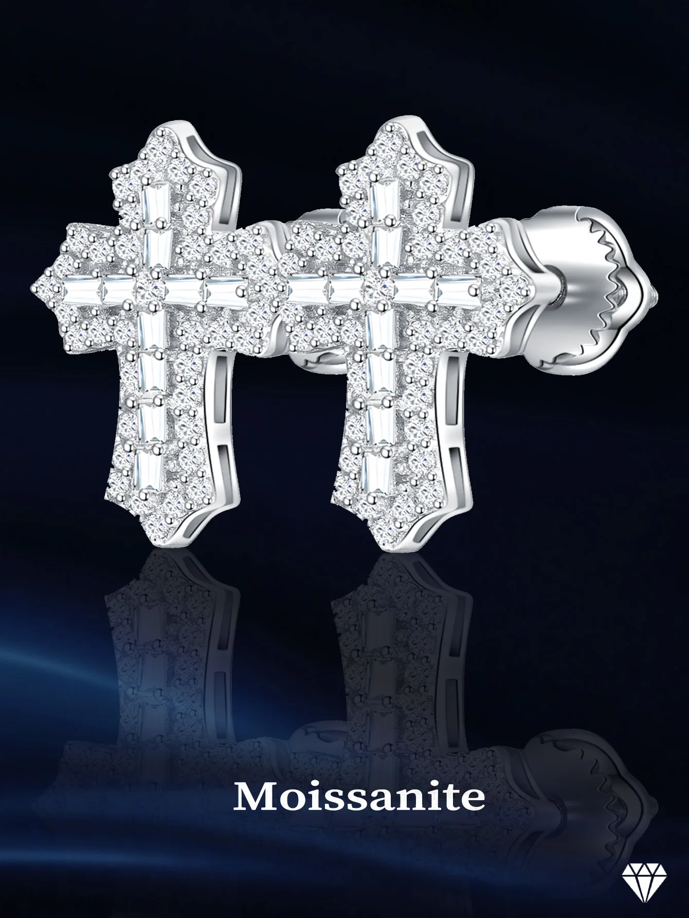 Cross Stud Earrings Moissanite Earring Silver 925 Earrings 2024 trend Full Diamond Earring