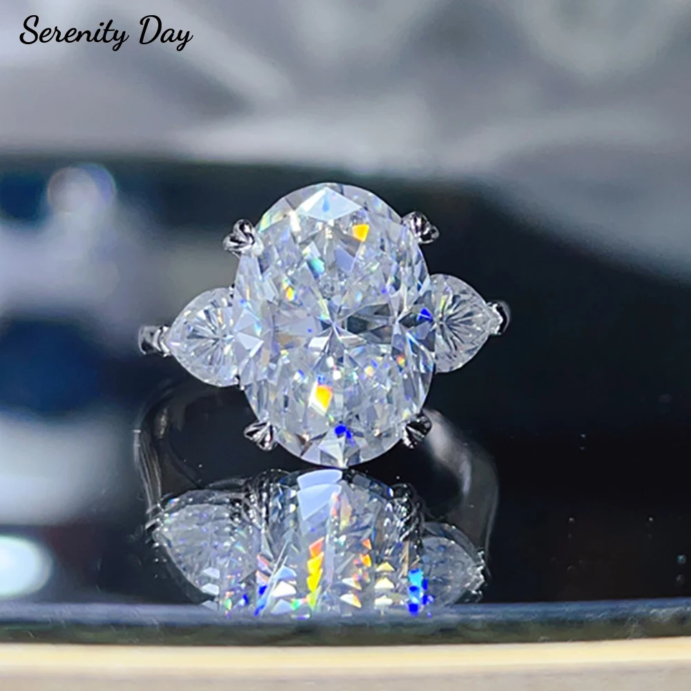 Serenity 8ct Oval Cut Big Moissanite Rings for Women Man S925 Bands Jewelry 100% Sold Silver Wedding Rings Plated 18K Wholesale