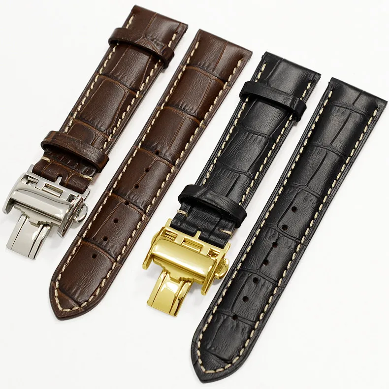 Leather strap butterfly buckle strap for Longines strap famous craftsman military flag 19 20mm watch accessories men's models