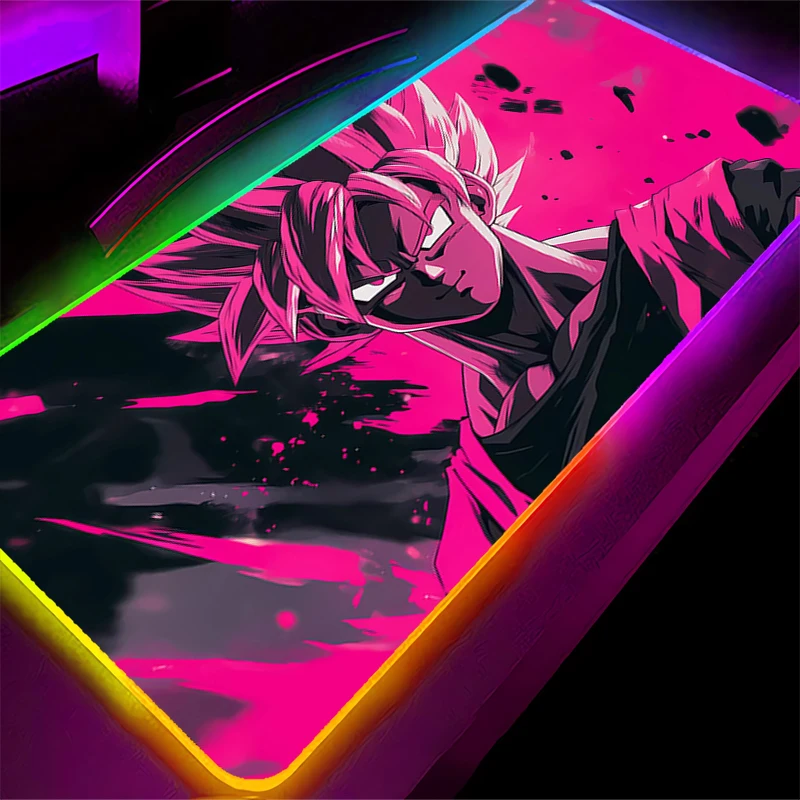 

RGB Mouse Pad D-dragon Ball Gamer Edge White PC Computer Large Backlight Desk mat Keyboard Anime Gaming Accessories LED Mousepad