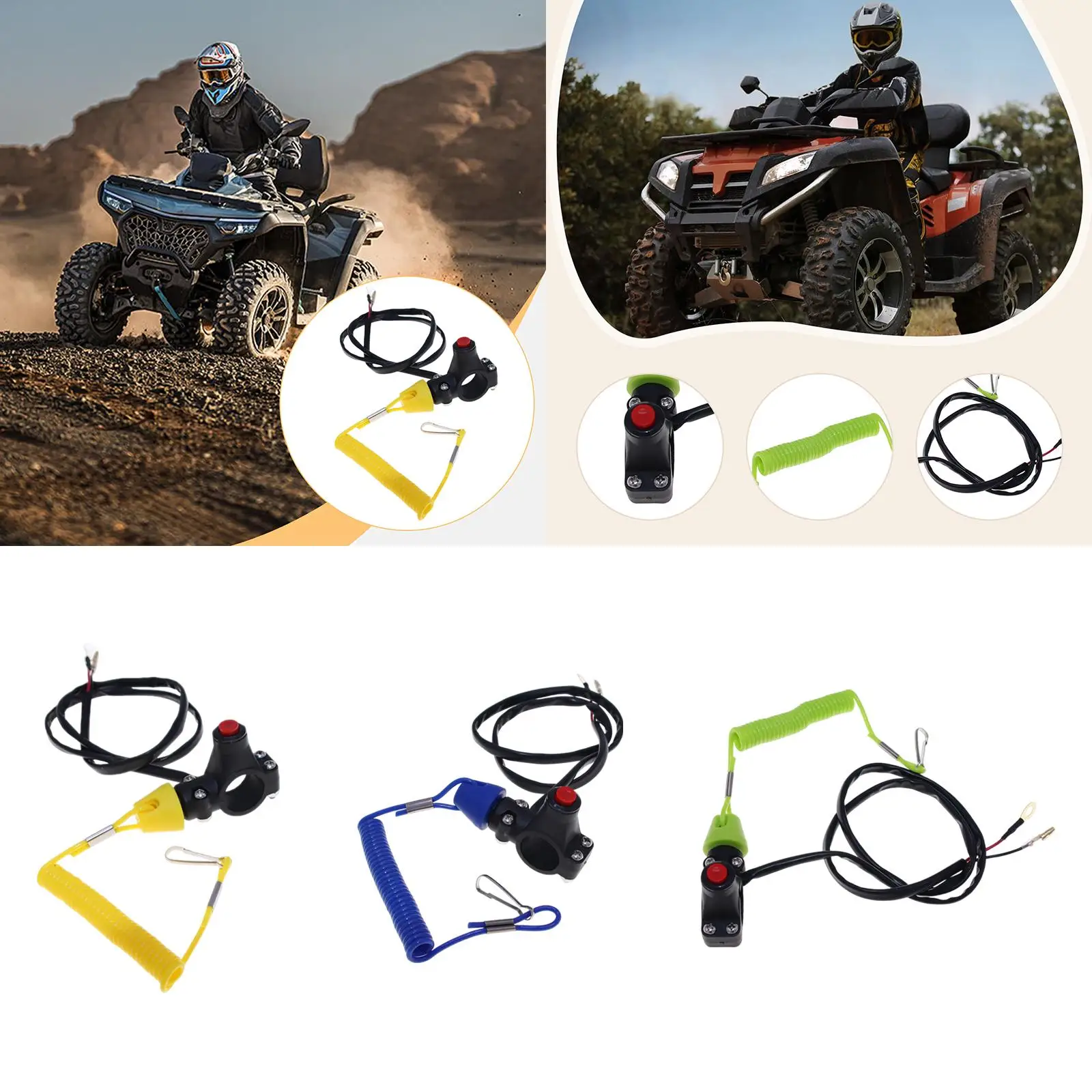 Emergency stop switch with lanyard, universal for 49cc ATV bike