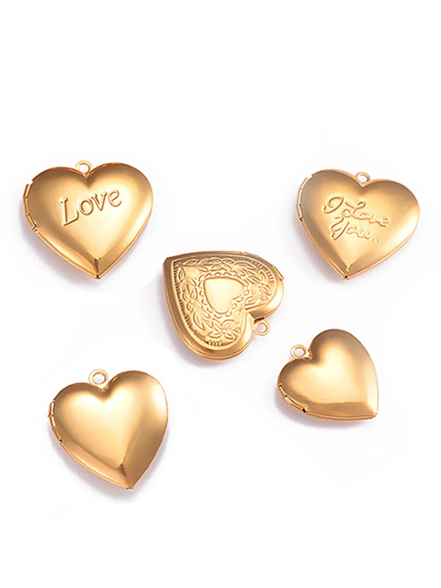 3 teile/los KEIN Verblassen Edelstahl Liebe Herz Foto Medaillon Rahmen Foto Rahmen Anhänger Charms Für Schmuck Machen Zubehör – Detail 3