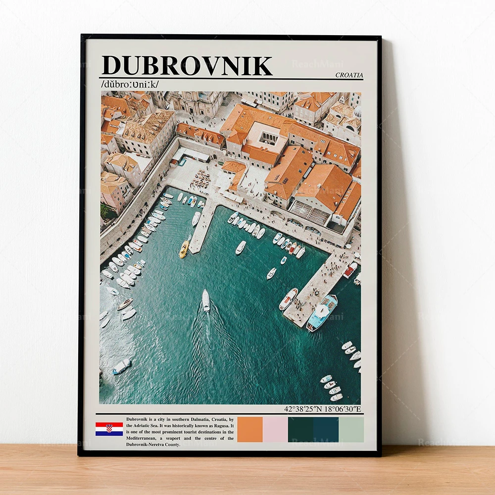 Dubrovnik, Dublin, Denmark, Czech Republic, Cyprus, Kiev, Ukraine, UK, Croatia, Cinque Terre, Cornwall cities travel art poster