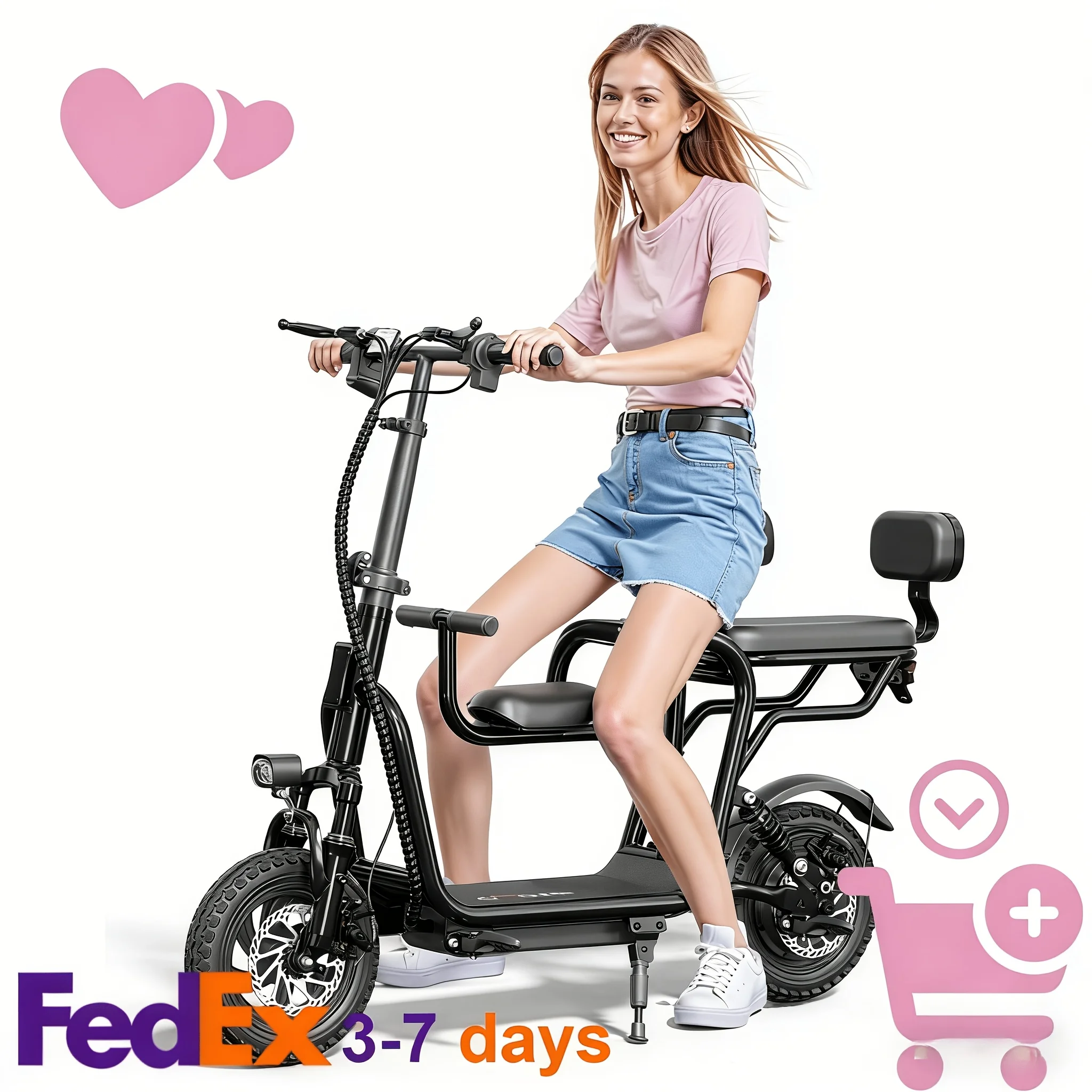 

EILLEO Adult Electric Scooter with Removable 3-Seat Compatible for Heavy, 48V 10.4Ah Battery, 500W Motor, 20 Miles Range, 18.75MPH, Foldable, Dual Brakes & -Slip Deck, Front Suspension, Suitable for Birthdays, Christmas Gifts