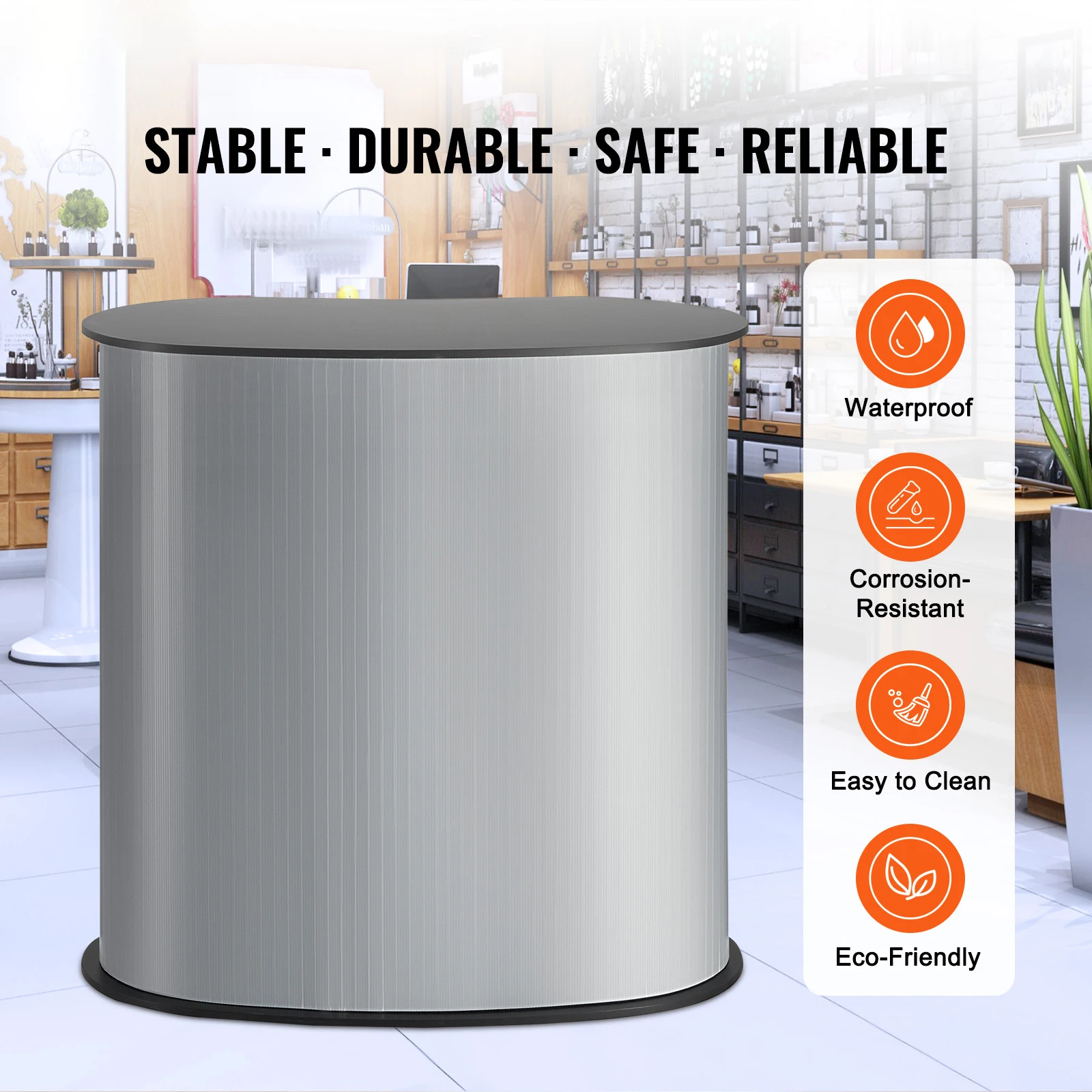 SucceBuy Portable Tradeshow Podium Table Exhibition Counter Stand Booth Fair with Side Wall Foldable Promotion Retail Bar Table