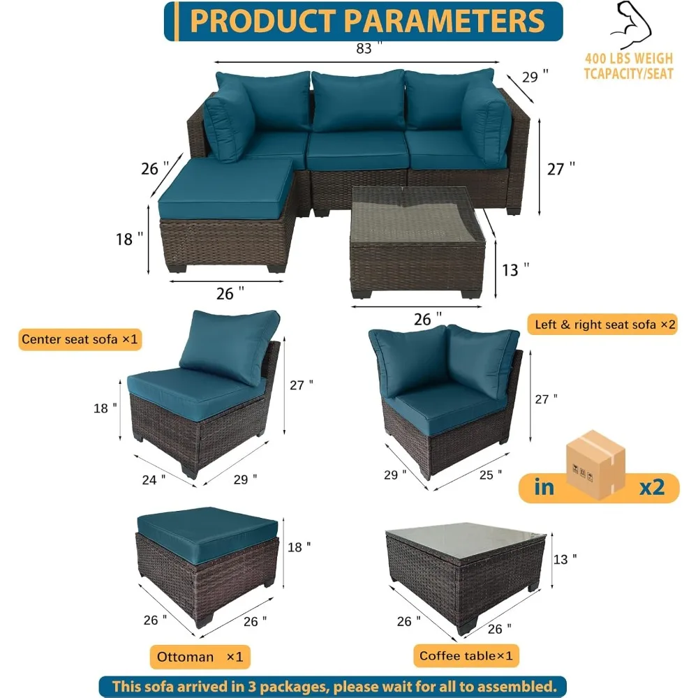 Patio Furniture Sets Outdoor Furniture Wicker Patio Conversation Set Outdoor Sectional for Backyard Lawn Poolside W Cushions