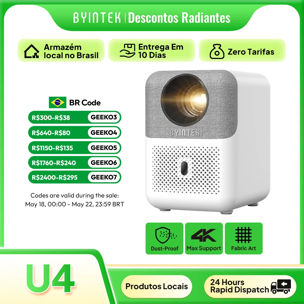 Foto detalhada de BYINTEK LOVE U4 Smart Mini Projetor de Home Theater 4K para bancada de manutencao B2B