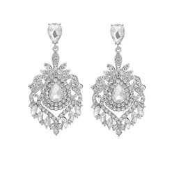 Vintage Statement Jewelry Wholesale Wedding Long Green Emerald Crystal Rhinestone Chandelier Dangle Drop Earrings for Women