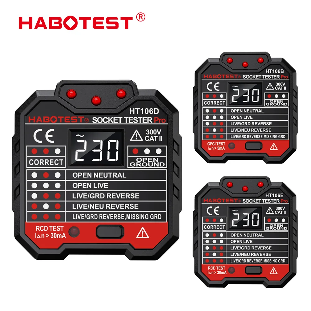 HT106 HT107 Steckdosentester Pro Spannungstest Digitalausgang Steckdose Erkennen Sie US/UK/EU Stecker Ground Zero Line Stecker Polarität Phasenprüfung – Detail 13