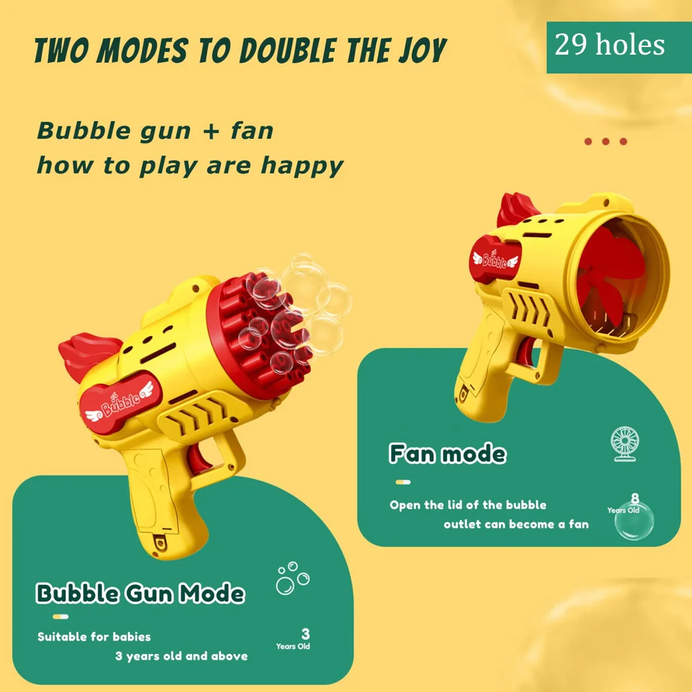 29 Holes Bubble Gun Toys Soap Bubbles Machine Gun Shape Light Toys For Kids Party Birthday,Easter,Halloween,Christmas Gift ﻿