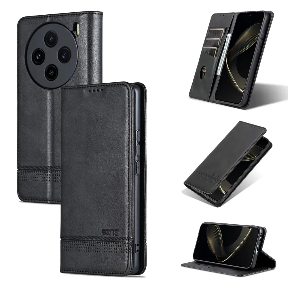 Flip Case for VIVO X100 Pro Leather Case Card Holder Magnetic Wallet Case for Vivo X90 X100S X80 X200 Pro X100 Ultra Phone Cover