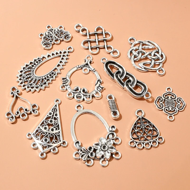 20 Stück Legierung Metall Boho Charms Steck verbinder Anhänger im Vintage-Stil antik versilbert Handwerk DIY Schmuck Herstellung Zubehör