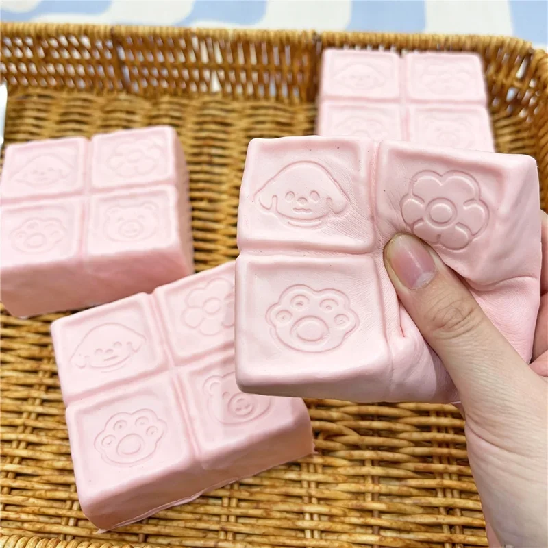 Cartoon Ppuppy Strawberry Butter Milk Cube Bread Cake Squishy Stress Soft Slow Rising Sensory Toy Fidged Hand Relief Gift ADHD