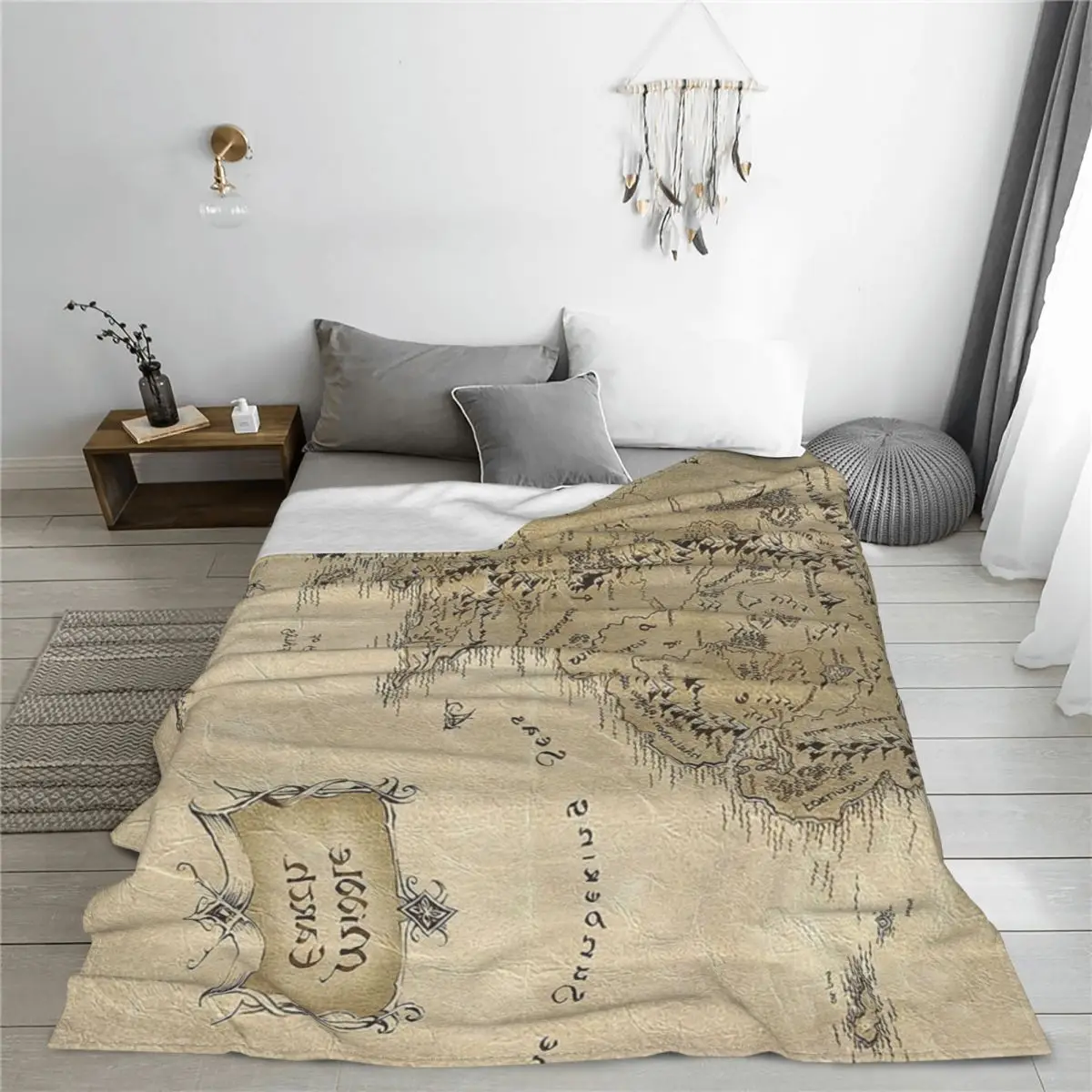 Middle Earth Map Velvet Throw Blankets Retro World Blanket for Bedding Outdoor Lightweight Quilt