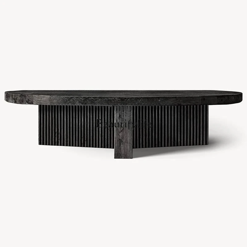 54-*Original single coffee table American country round solid wood neoclassical French coffee table