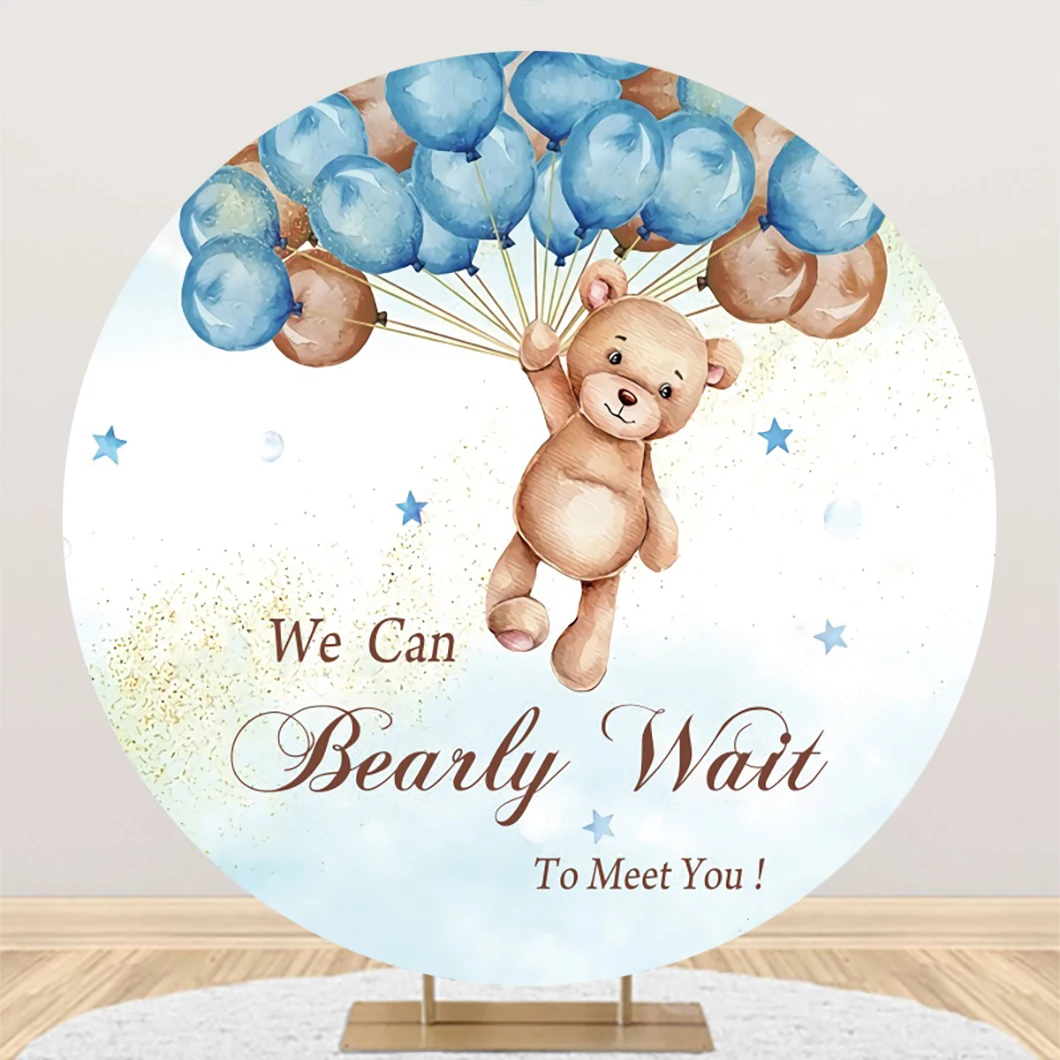 Newborn Bear Round Backdrop Photography Baby Shower Birthday Baptism Party Photo Photographic Circle Background Studio Shoots