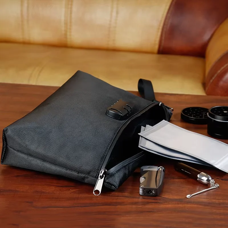 Travel Storage Bag With Password Lock Files Credit Card Certificates Safe Handbag Waterproof Anti-odor Smoking Pipe Storage Bag