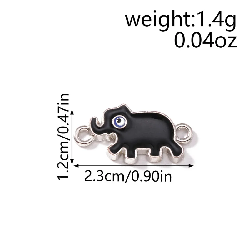 Leslie 10 Stück 23x12mm Emaille Glücksbringer Elefanten-Anhänger für Armbänder, Halsketten, Handgemachter Schmuckherstellung Zubehör – Detail 1