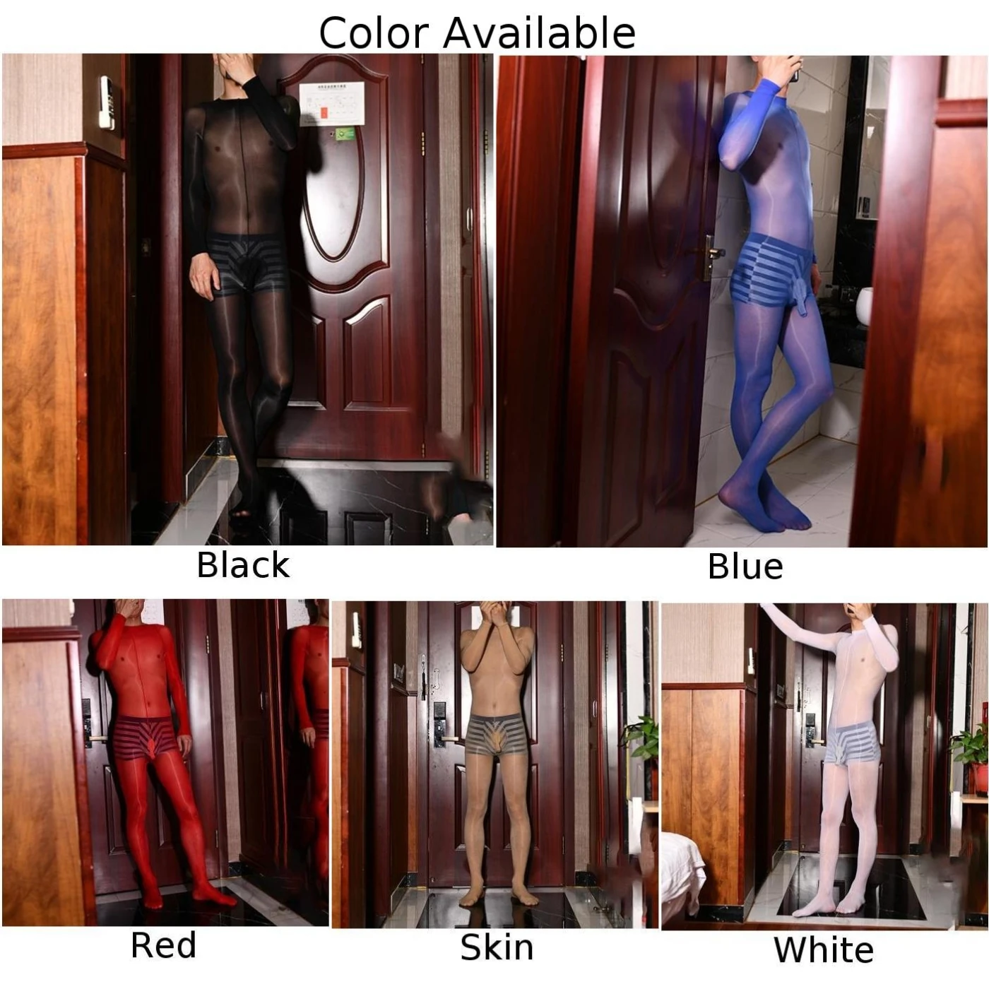 Men Erotic Ultra-Thin Oil Shiny Glossy Bodysuit See Through Sheer Body Stockings Tights Seamless Stockings Elastic Silk Jumpsuit