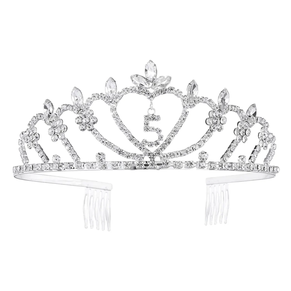 

Birthday Crown Sparkling Rhinestones Headband Party Girls Queen Silver Metal Handmade Fits Children Gifts Hair
