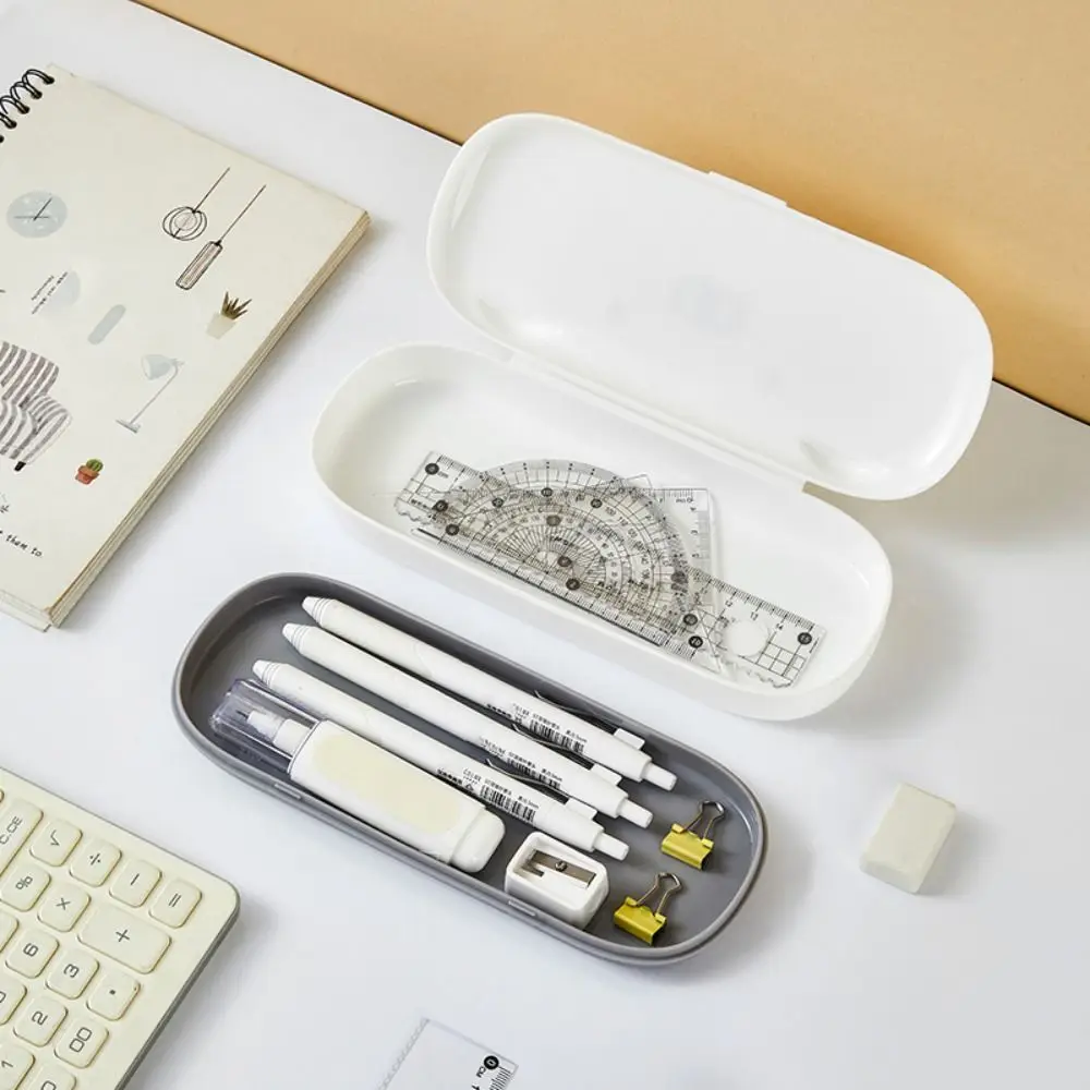 Cartoon Doppel-deck Piggy Bleistift Fall Große Kapazität Wasserdichte Desktop Storage Box Staubdicht PP Schreibwaren Fall Büro