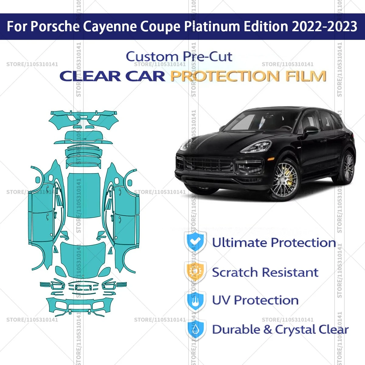 

For Porsche Cayenne Coupe Platinum Edition 2022-2023 Pre-Cut Paint Protection Film PPF Transparent Car Film Automotive PPF