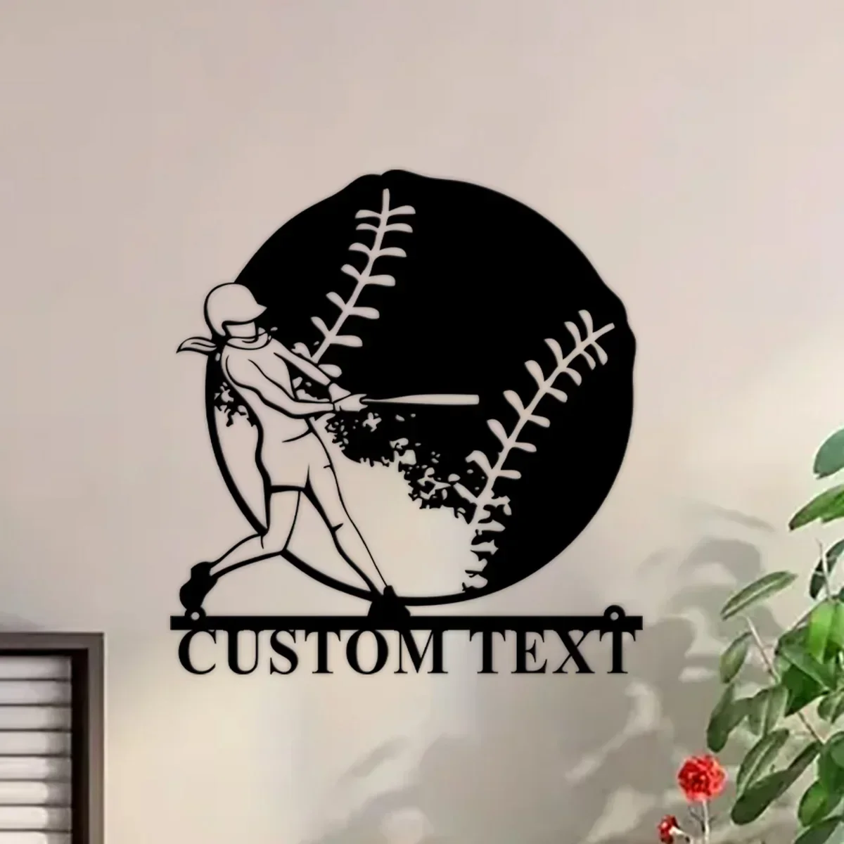 Custom Softball Metal Sign, Softball Player Name Sign, Gift for Her, Game Room Decor, Wall Decor, Swing Bat Girls Room Decor