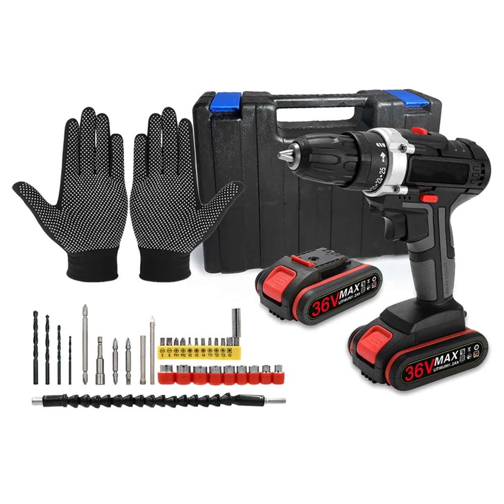 lithium battery drill two-speed charging drill plastic box pistol drill multi-functional household electric screwdriver