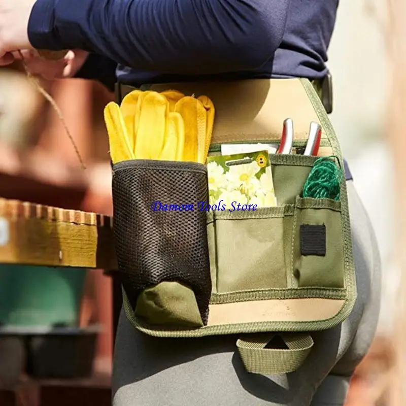 Cintura per attrezzi da giardinaggio 57BE Organizzatori per attrezzi in tessuto Oxford 600D con 6 tasche per facile accesso