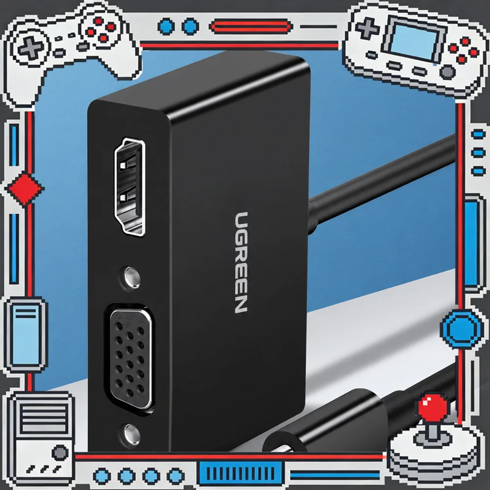 UGREEN MM123 50251 USB-C to HDMI VGA Adapter Black, 4K 30Hz HDMI and 1080p 60Hz VGA, Dual-Screen Mirror Display Converter
