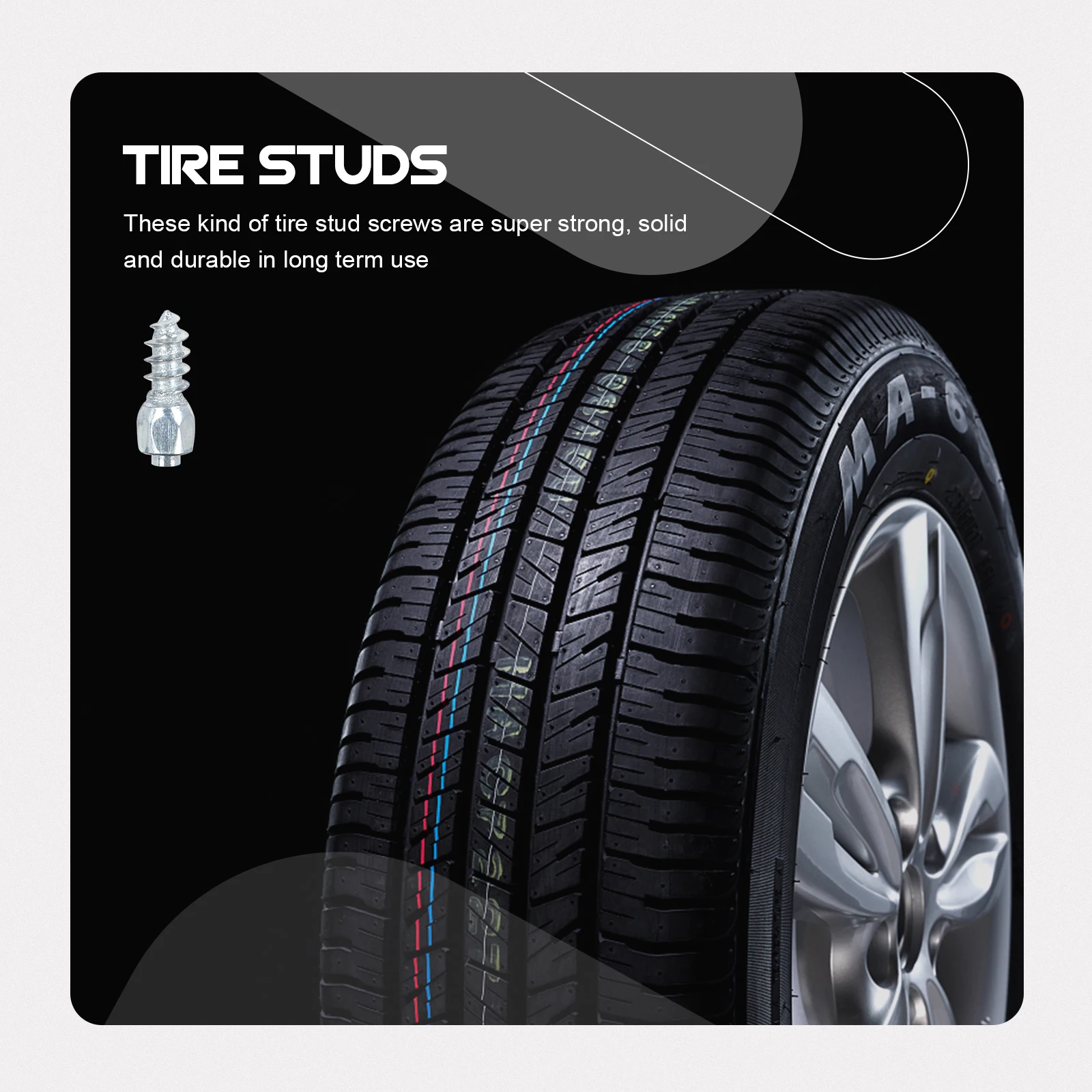 

100pcs Tire Studs Cleats Spikes for Car Bike Winter Tires Snow Screws Strong Durable Alloy Anti Slip Easy Install Vehicle Tools
