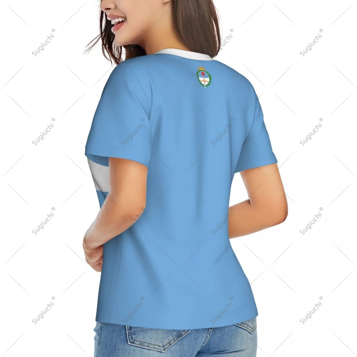 Argentina Flag Shirts Women Patriotic Tee Tops V-Neck Short Sleeve Summer Soft Breathable Lady Y2k T-Shirt view 3