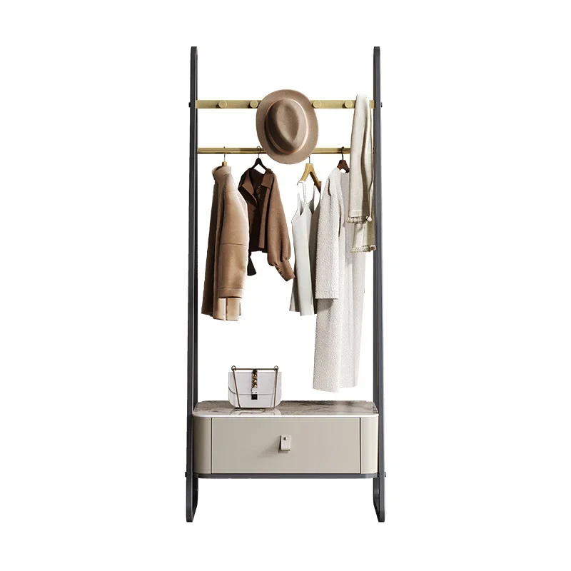 Italian minimalist floor coat rack Bedroom clothes storage rack Stainless steel minimalist design