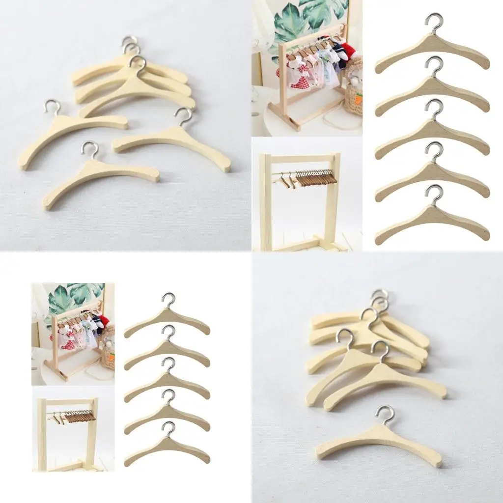 5pcs 1:12 Dollhouse Miniature Clothes Hanger Model Coat Hanger Accessories