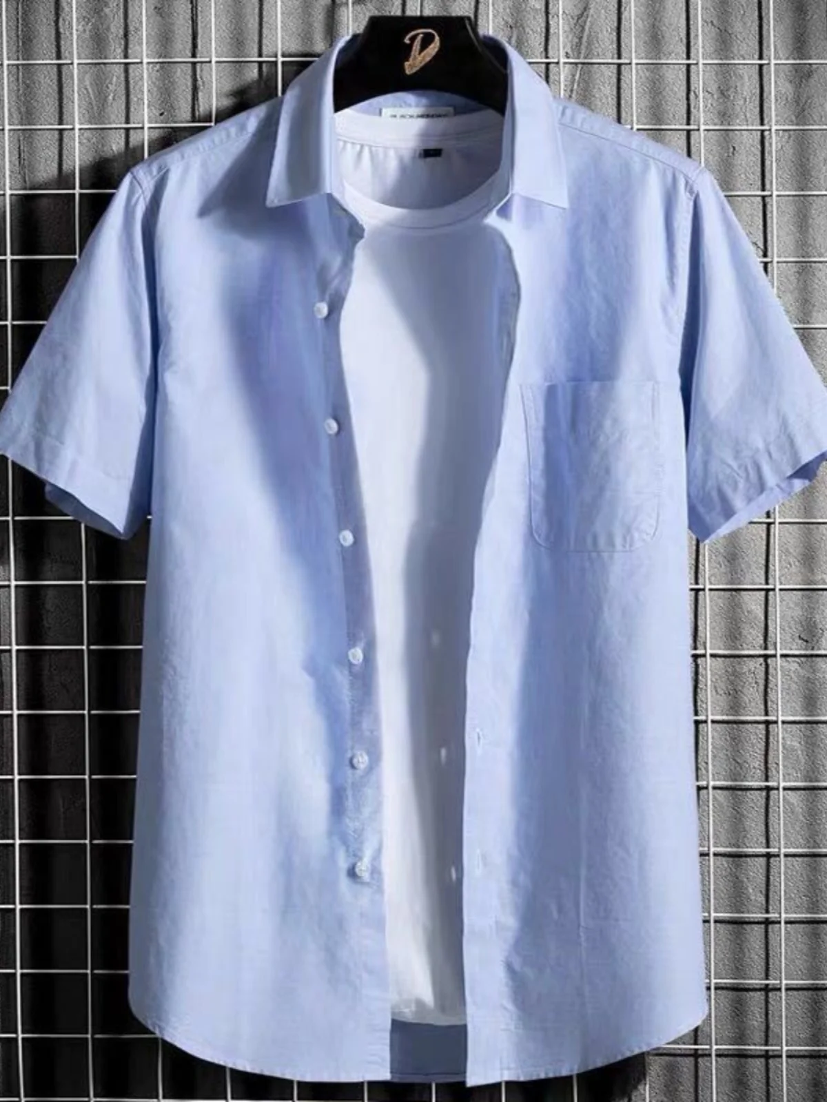 Summer High-end Pure Cotton Oxford Cloth Men's Loose Fit Shirt Comfortable Thin Style No Ironing Short Sleeve Youth Fashionab...