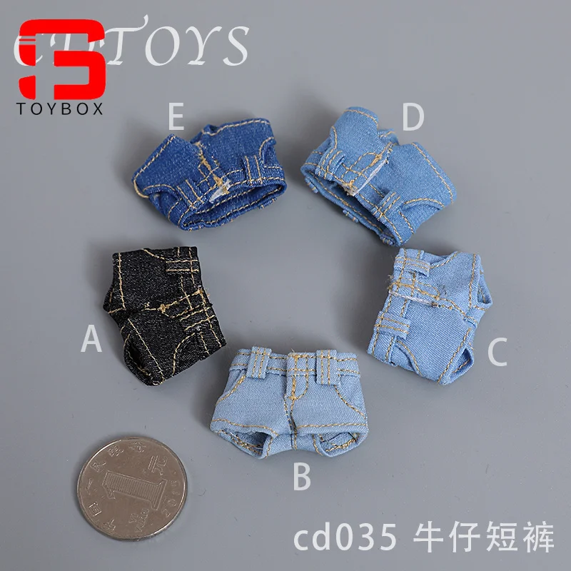 Cdtoys-conjunto de jeans curtos e sapatos de couro para mulheres, modelo do corpo cd035, 1/12, modelo do corpo, curto, jeans, jeans, botas, 1/12