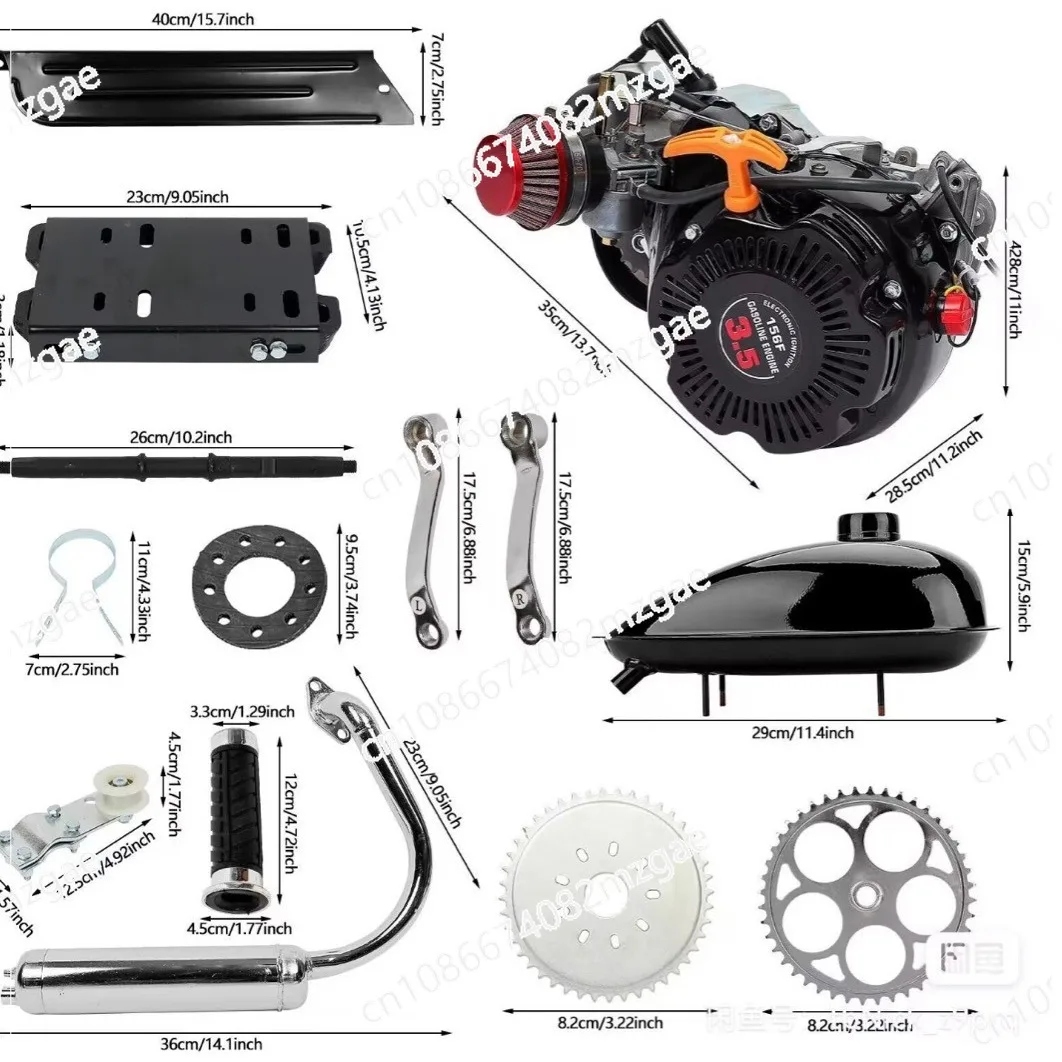 100CC Motorized Bicycle Kit Bike Engine Set Single Cylinder 4-Stroke Air-cooling System Gas Petrol Motorized Engine 3HP 2KW