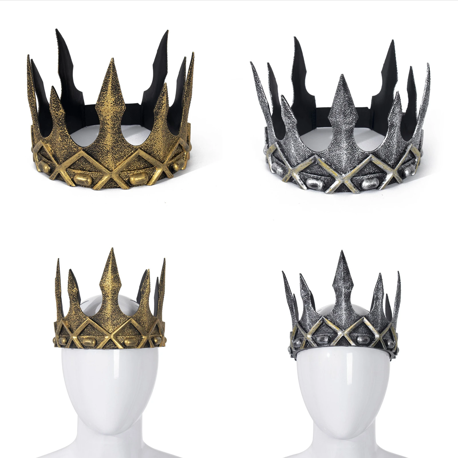 

Men'S Medieval King Crown Adjustable Retro Court Prince Crown Stage Performance Cosplay Crown Halloween Party Accessories
