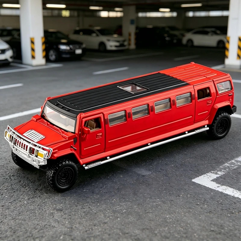 

1:32 Hummer extended version alloy car model has sound and lighting functions doors on both sides that can be opened