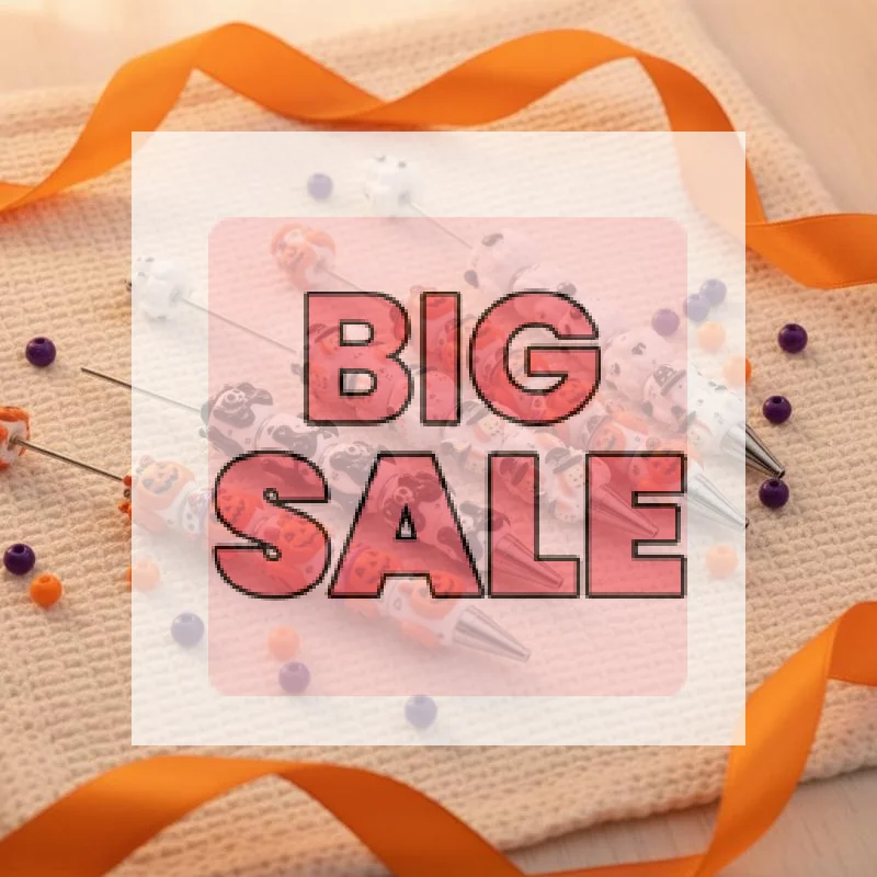 Halloween Pumpkin Bead DIY Crafting Pens Making Kit Ballpoint Pen Beaded Rhinestone Pen For Students School Office