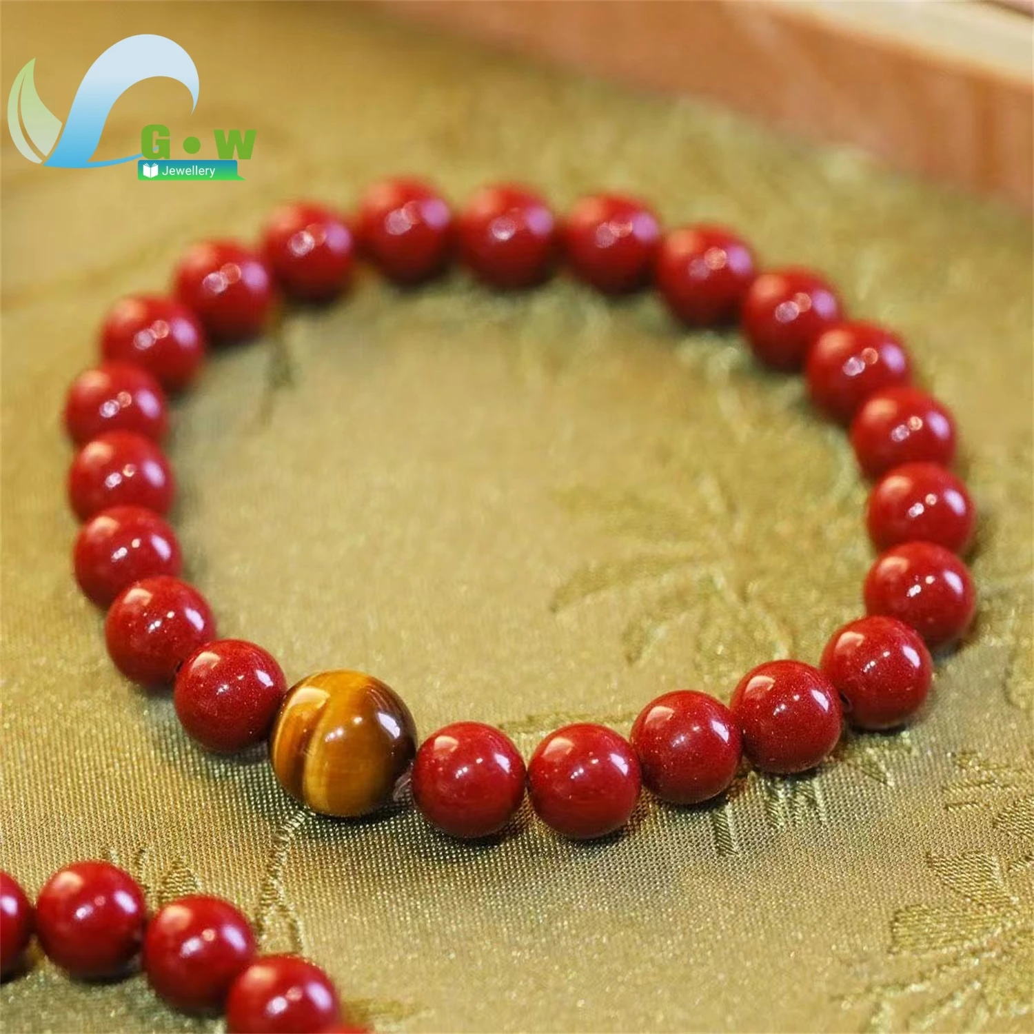 Natural Raw Cinnabar High Content Bracelet Unisex Unique Fashion Gemstone Beaded Wristband Handmade Jewelry Charm Gift For Men