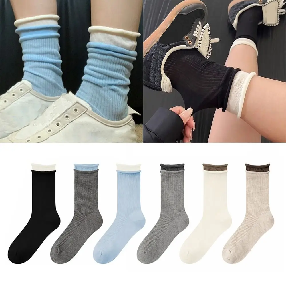 

Повседневные хлопковые носки средней длины, цвет Morandi, дышащие длинные ворсовые чулки, удобные носки в корейском стиле