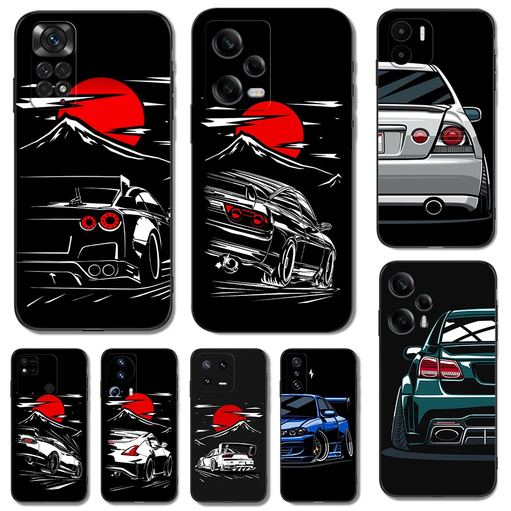 Black Tpu Case For Xiaomi POCO C30 C30S C63 F5 PRO M4 5G M5 M5S 4G redmi K70 A2 A1 PLUS phone cover JDM Car