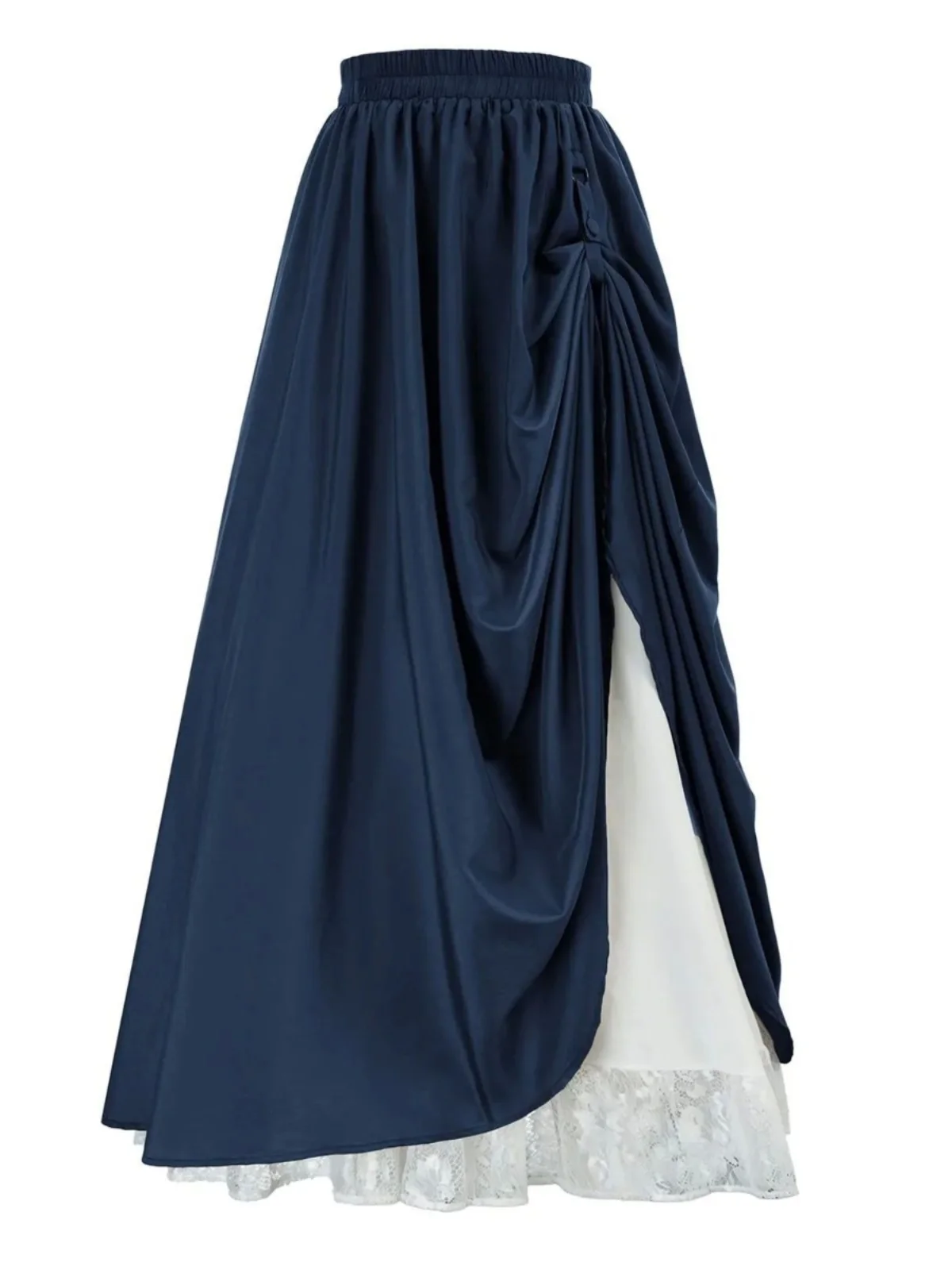 High Waist Lace Trim Long Skirt Ele Polyester Maxi Dr for Young Women in Their Late Twenties Chinese Brand Tagkita