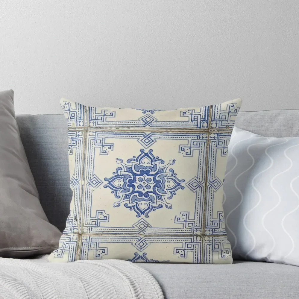 Stuning Azulejo. Blue and Portuguese flower tile /mandala Throw Pillow Ornamental Pillow Rectangular Cushion Cover pillow