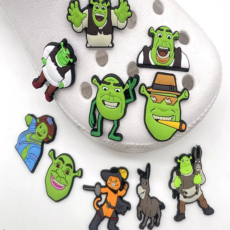 New 10pcs Shrek Series Shoe Charms for Crocs DIY Shoe Decorations Accessories for Sandal Decorate and Kids Men Women Gifts