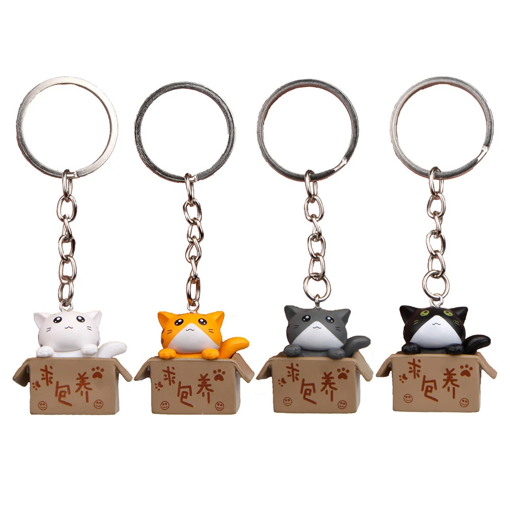 Cute Carton Cat Keychain for Women Men “Take me away” Funny Key Ring Animal Car Key Holder Handbag Accessories Gift