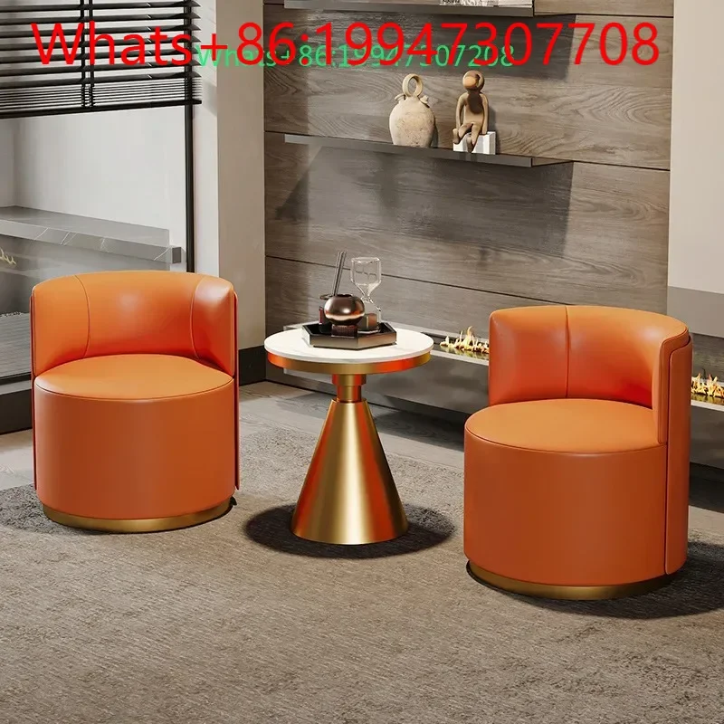 

Italian light luxury sofa chair elegant rose gold base comfortable nappa leather sitting surface single back chair