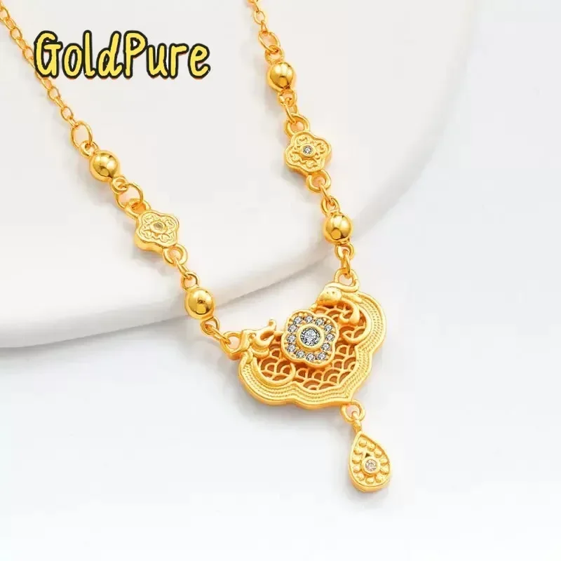 

Goldpure Luxury 24K 9999 Pure Gold real gold Dragon and Phoenix Homing Necklace Versatile Necklace Women's Clavicle Chain