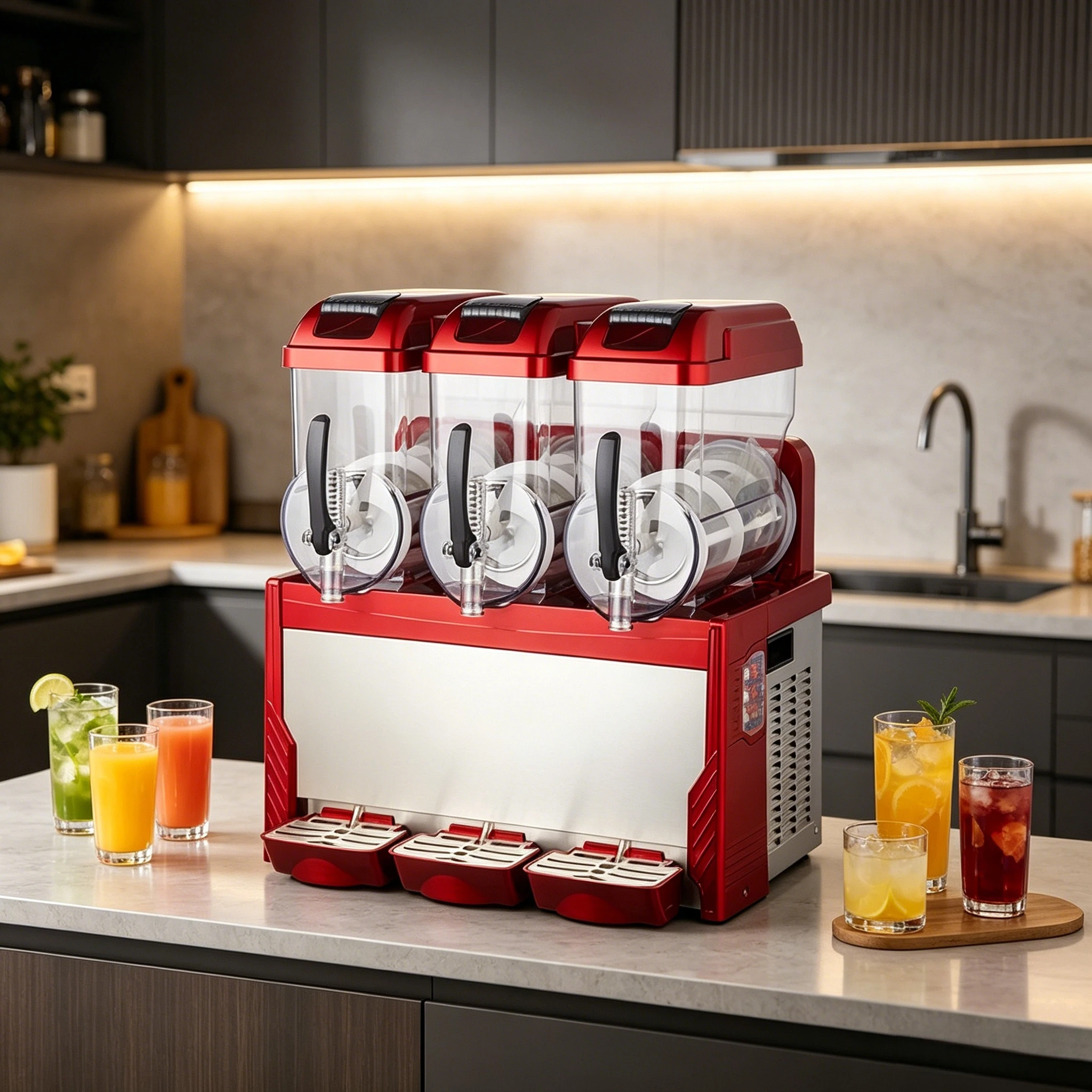 

Commercial Slushy Machine 3 Tank Automatic Slush Ice Maker Smoothie Juice Drink Dispenser for Bar Restaurant Party Use